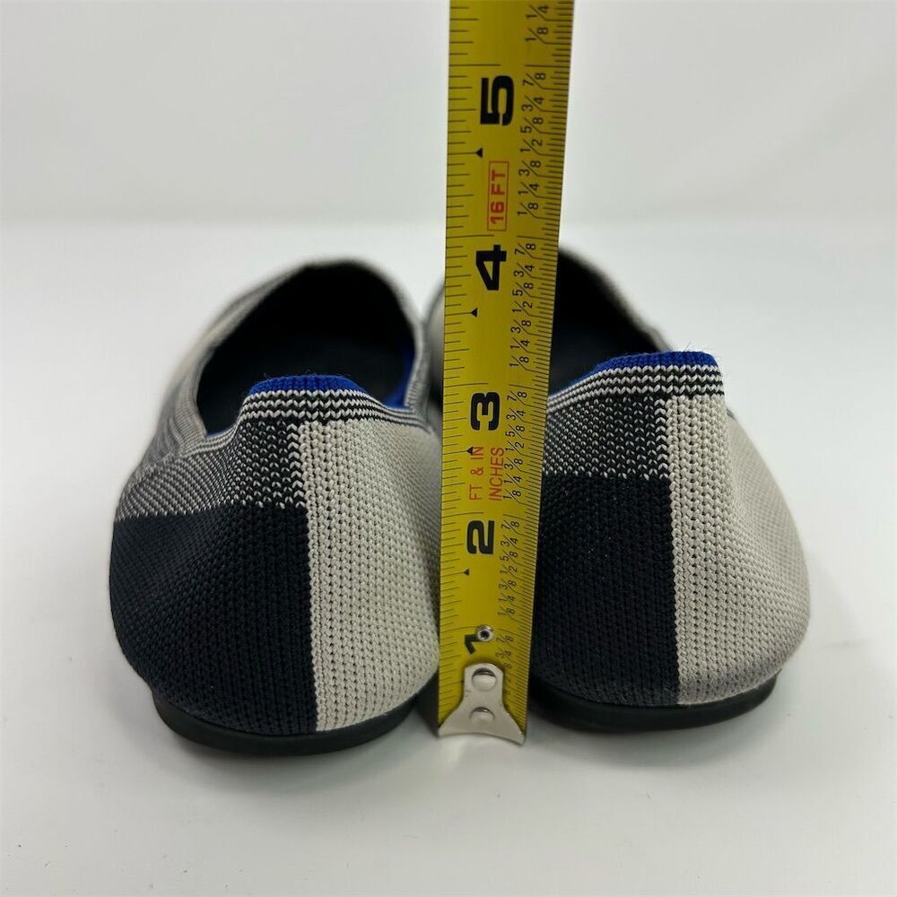 Rothy's Women's White and Black Plaid Cap Toe Flats Size 12.5 Slip-On Comfort - Picture 8 of 12